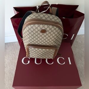 Gucci Beige and Brown Monogram Backpack